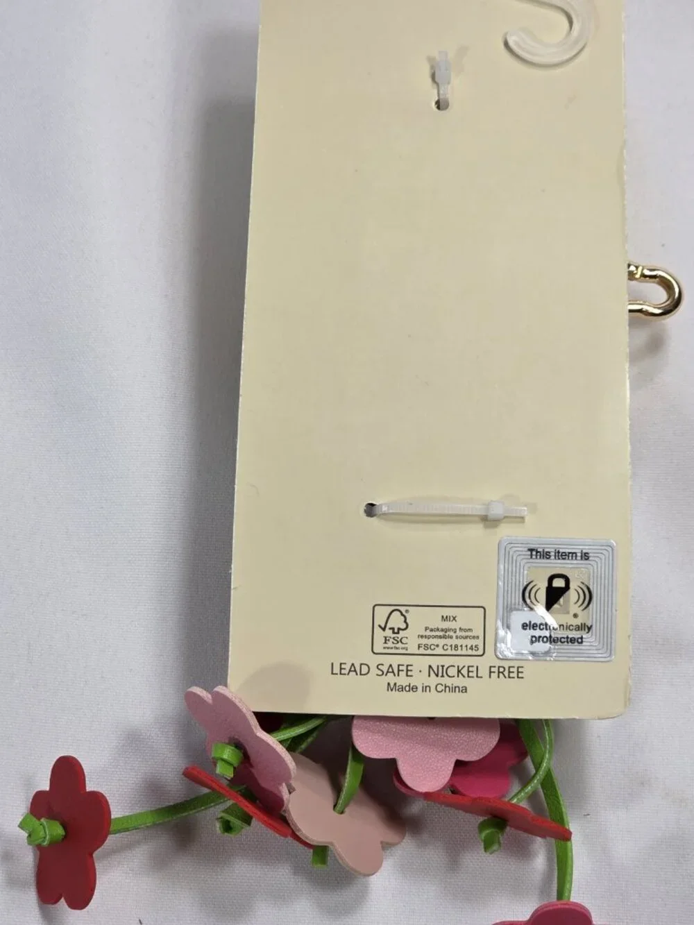 NWT Piper K Flower Bouquet Bag Charm Keychain Faux Leather Pink Red Floral NEW